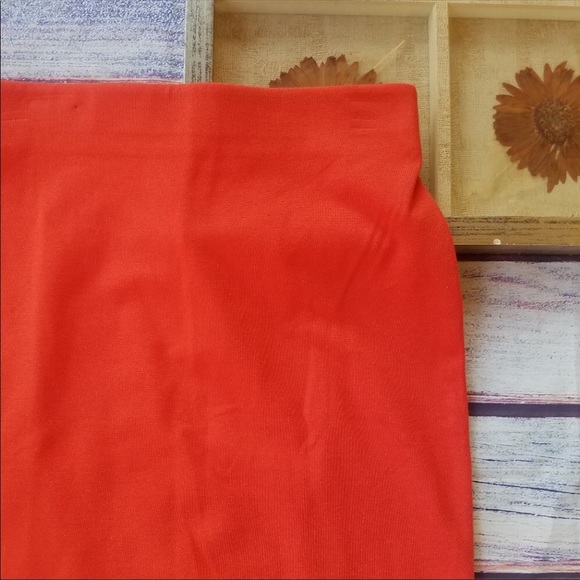 Philosophy Red Orange Solid Ponte Pencil Skirt - Picture 2 of 7